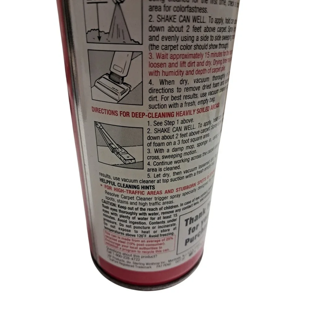 NEW OLD‎ STOCK VINTAGE 90S RESOLVE Bottle 22oz Self Cleaning Foam Carpet Cleaner